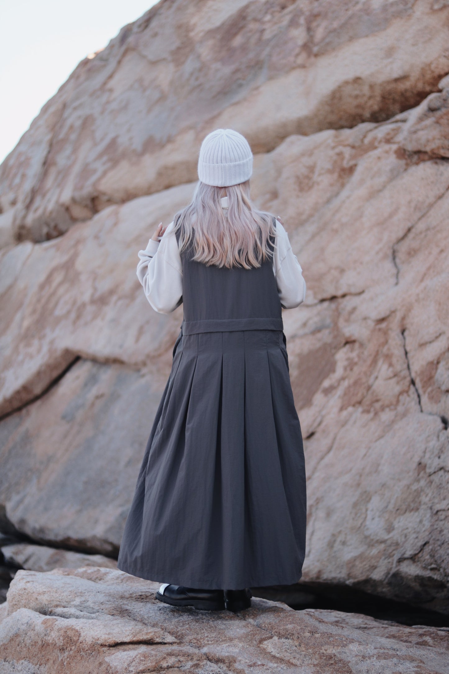 Doll Pleated Dress (Charcoal)