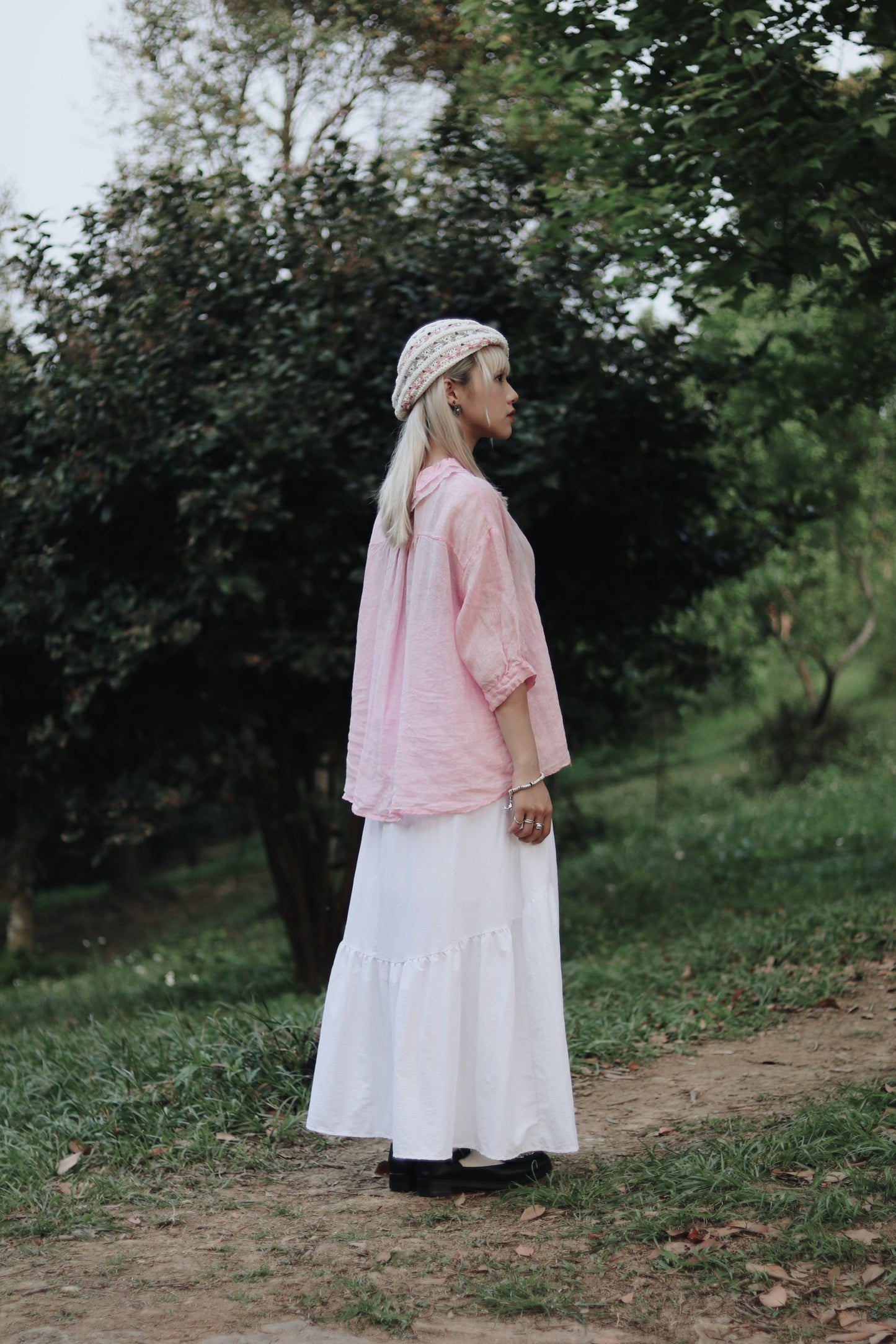 Collar Linen Shirt (Pink)