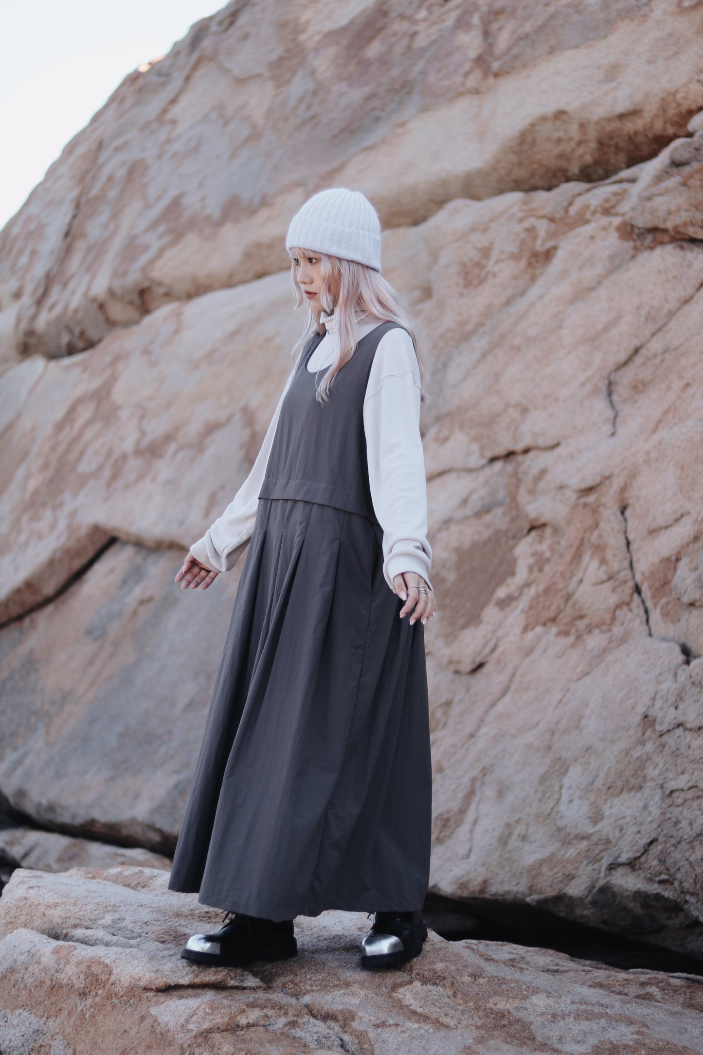 Doll Pleated Dress (Charcoal)