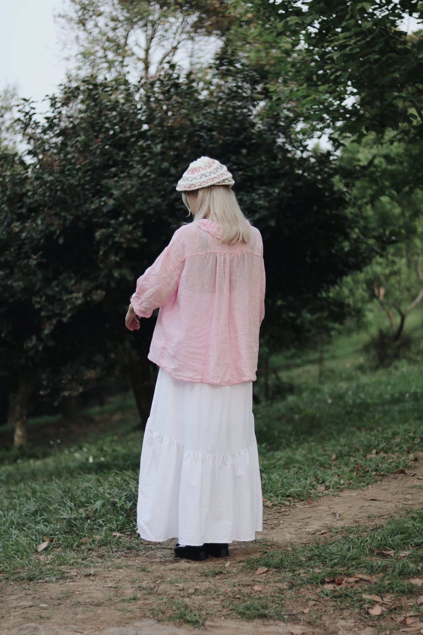 Collar Linen Shirt (Pink)