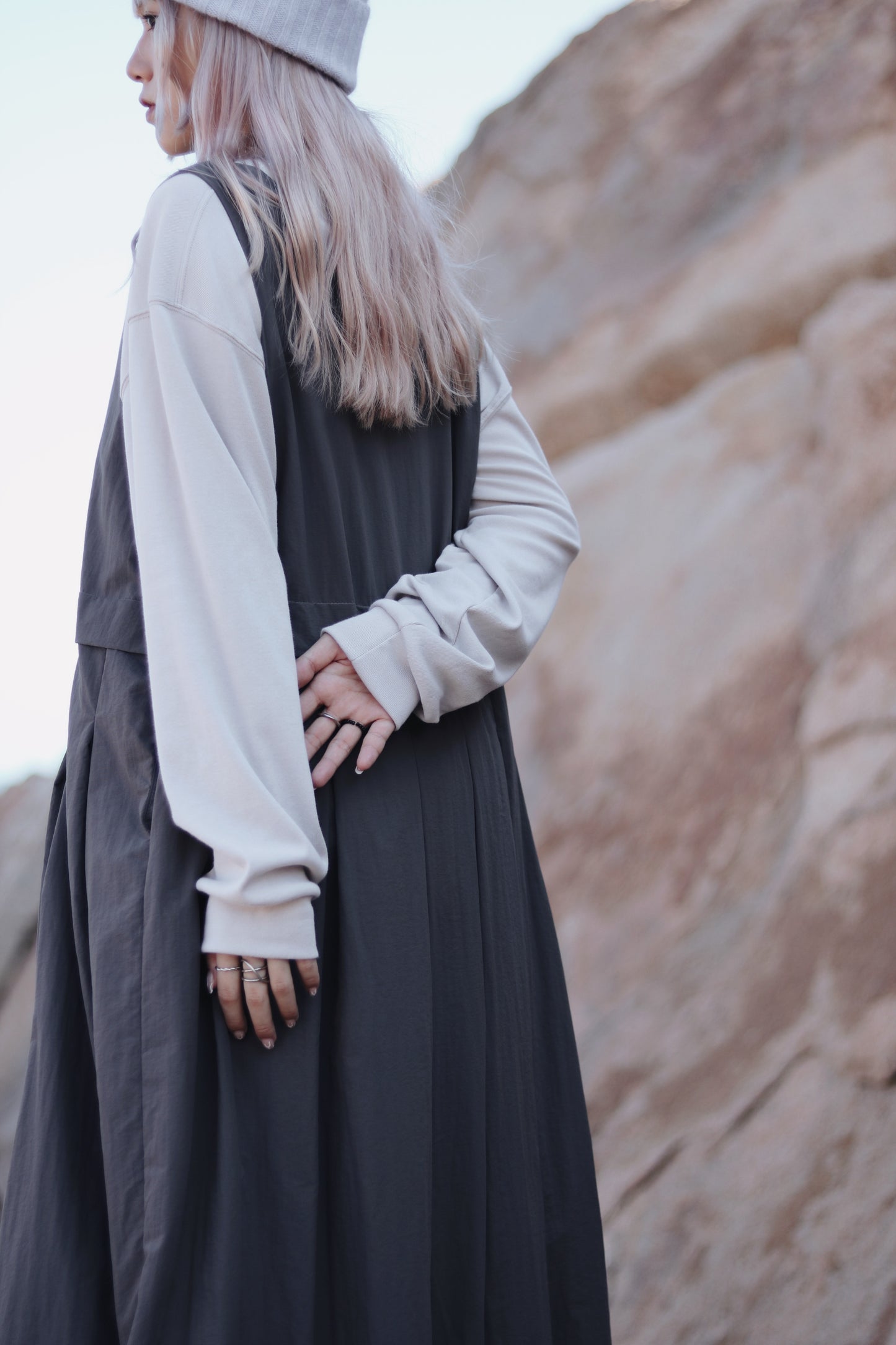 Doll Pleated Dress (Charcoal)